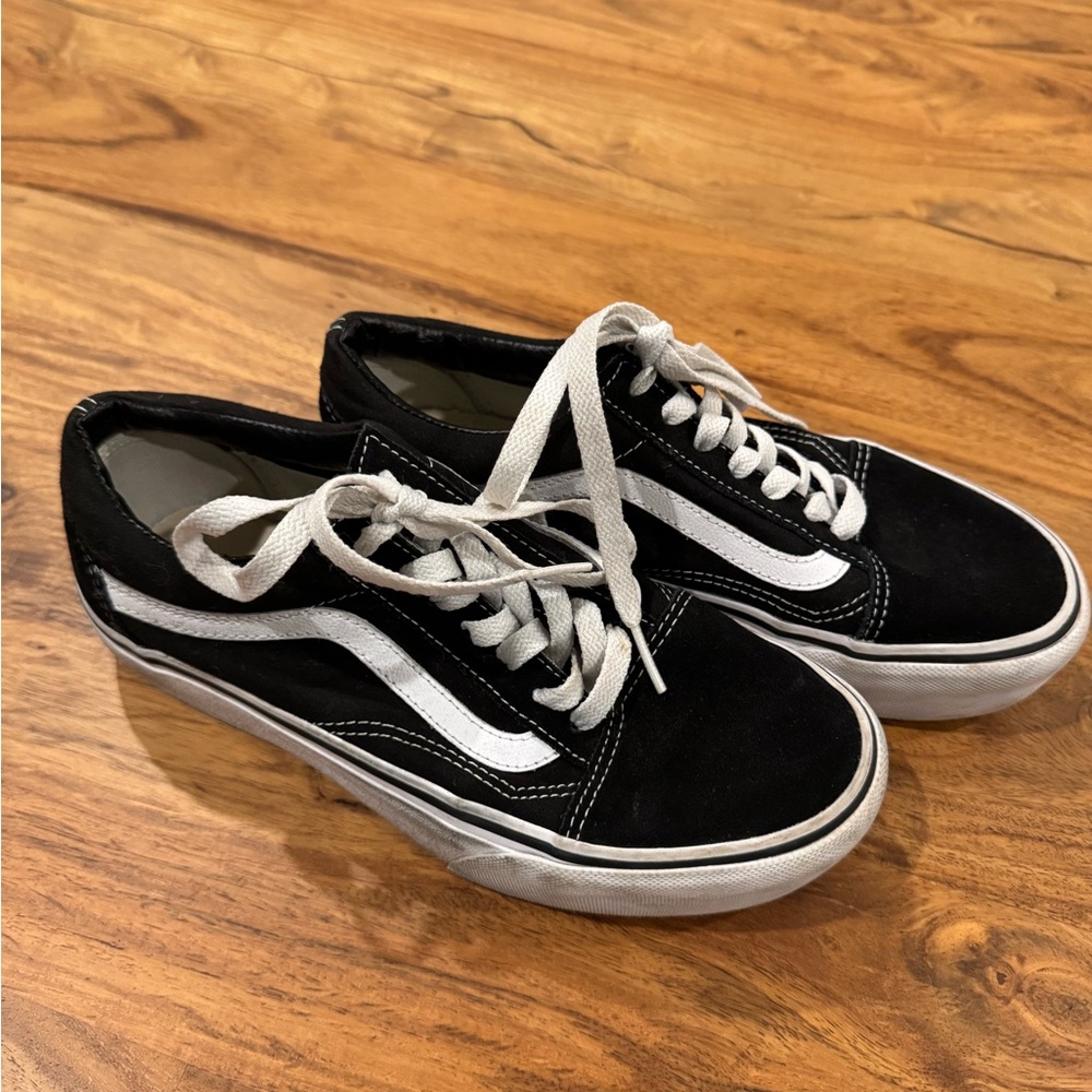 Vans Black & White Old Skool Canvas Suede Sneakers